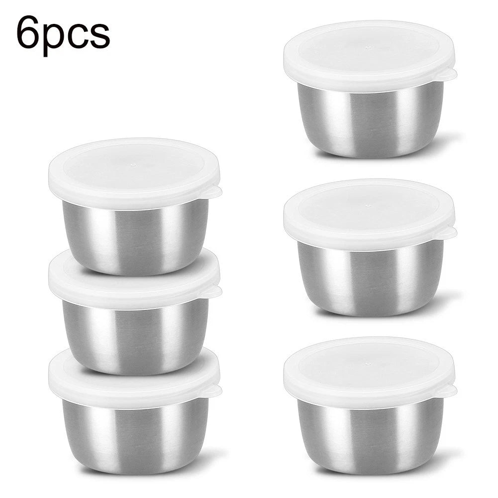 Set of 6 Stainless Steel Bowls with Lids for Food Storage