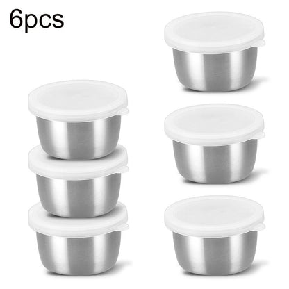 Set of 6 Stainless Steel Bowls with Lids for Food Storage