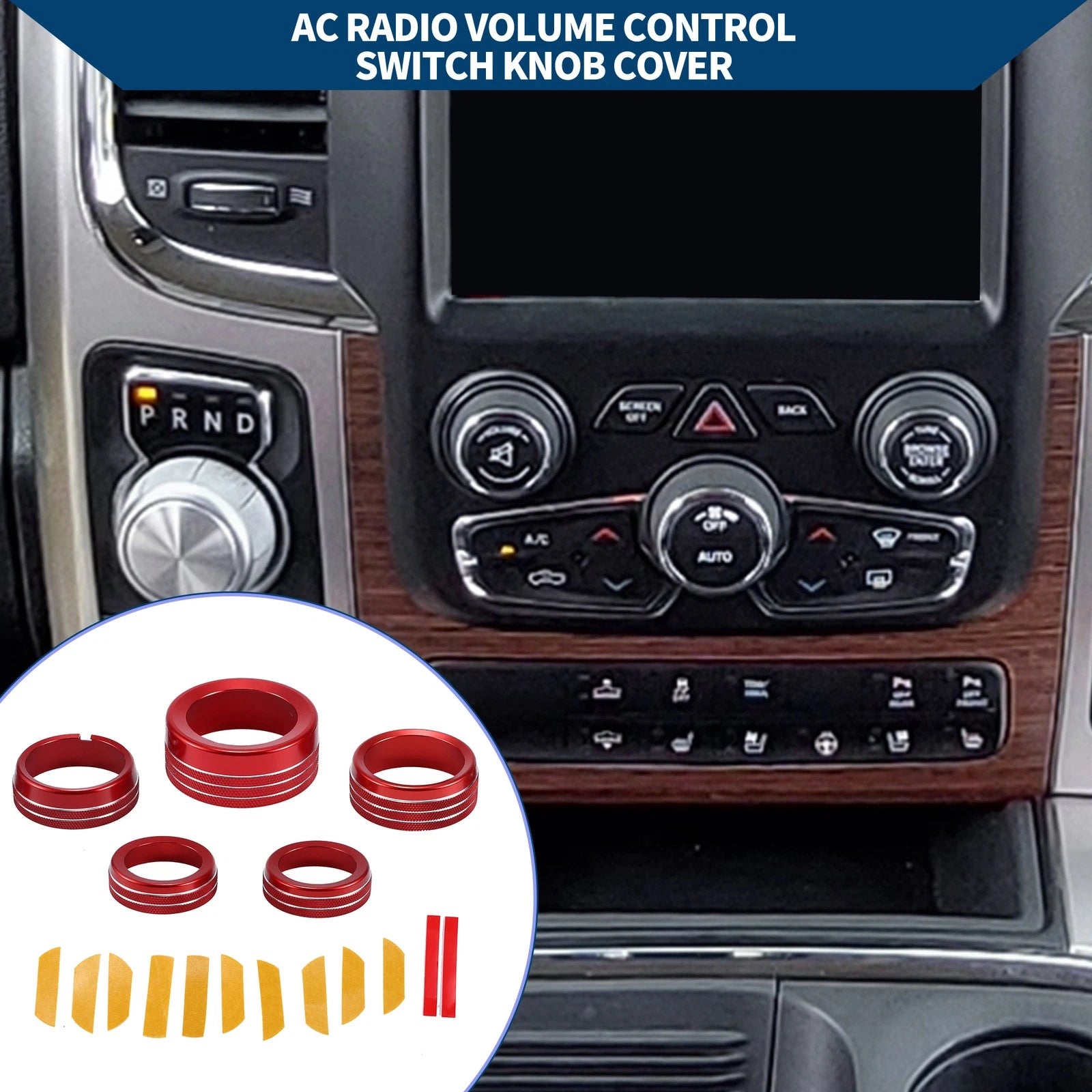 Headlight Media Knob Cover 5 Pcs for Dodge Ram (2013–2017)