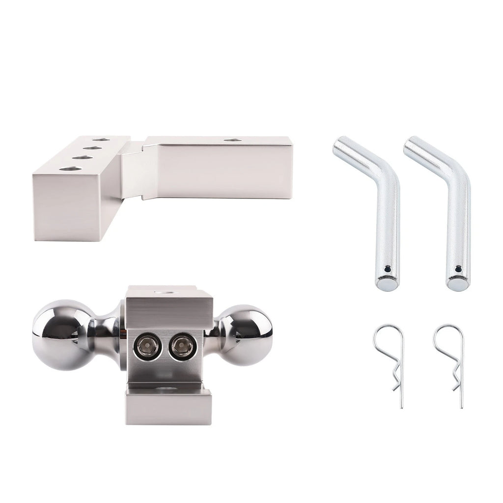 6" Adjustable Trailer Raise Drop with Double Hitch Ball Mount Receiver