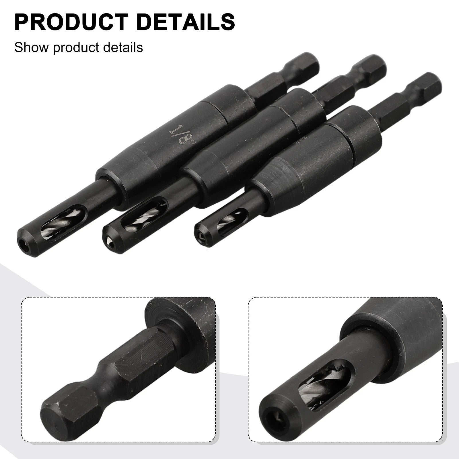 3Pcs Self Centering Hinge Tapper Core Drill Bit Set