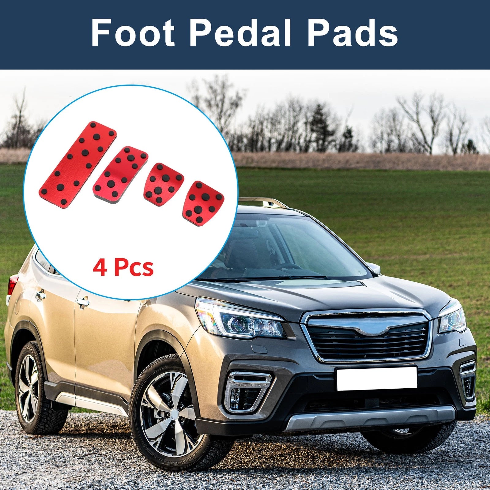4 Pcs Foot Accelerator Pedal Covers for Subaru Forester (2003–2005) Red