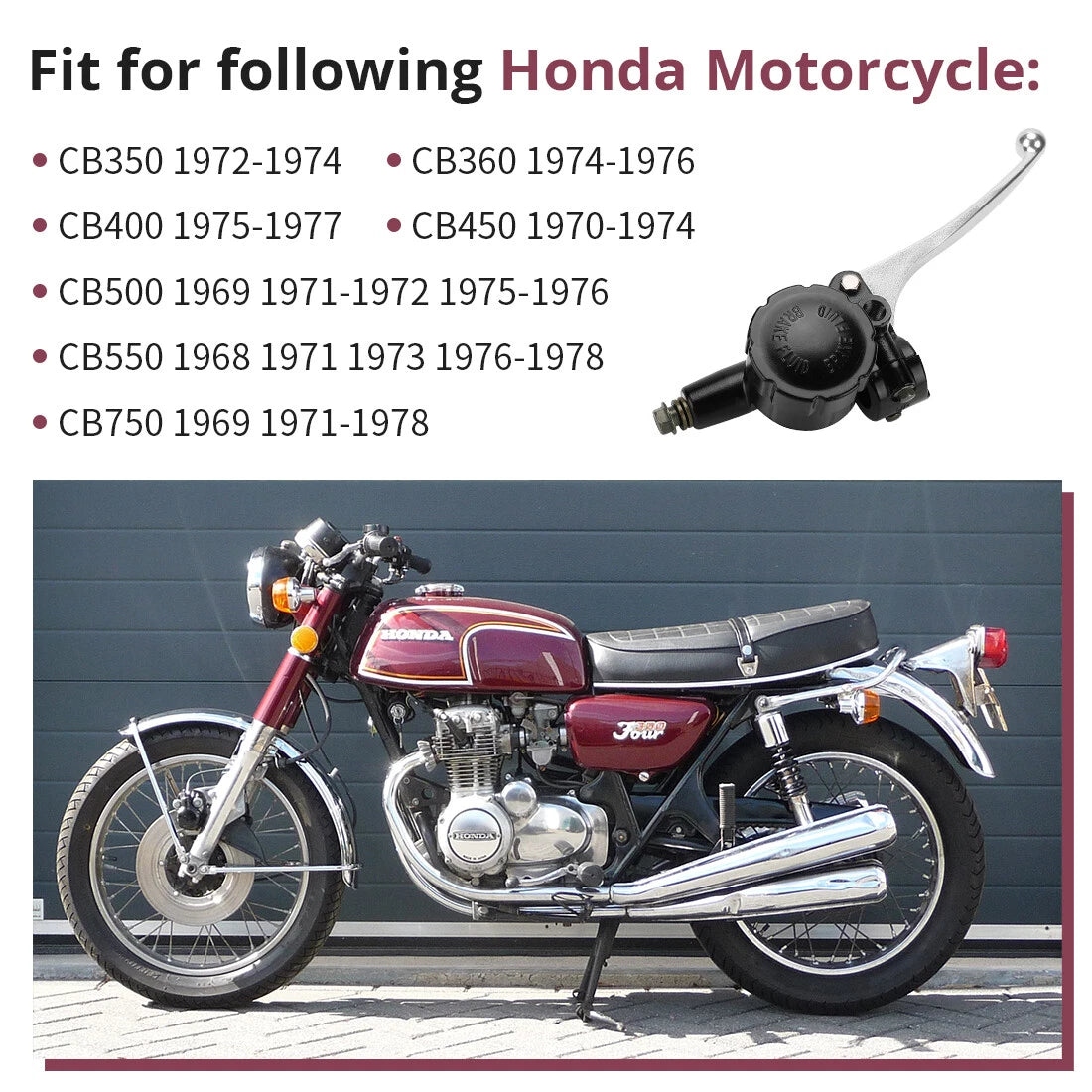 Front Brake Master Cylinder 9/16 Bore for Honda CB300 CB360 CB450 CB500 CB550 CB750 (1973–1982)