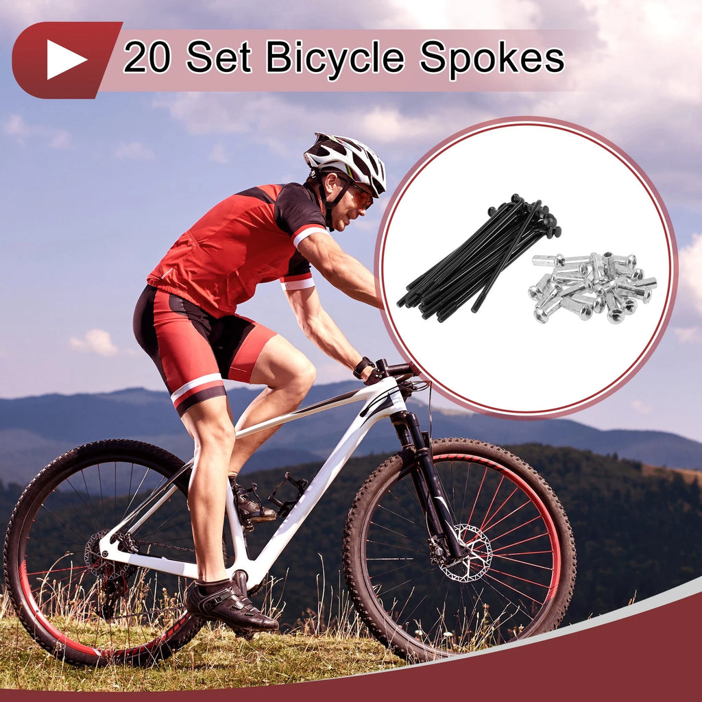 Bicycle Spokes Front Set 69 mm Black Steel for 20 Set (2005–2015)