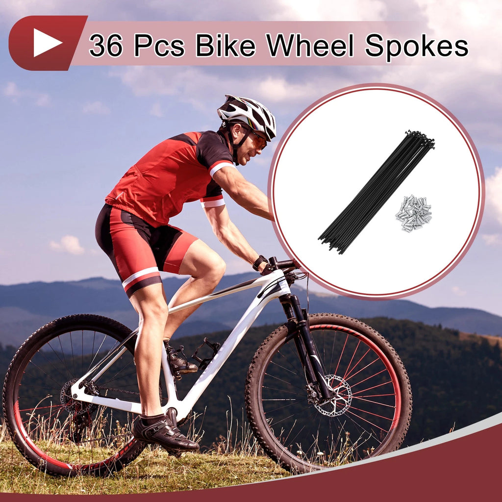 Bicycle Wheel Spokes Set 247mm 45 Steel Black for 36G Wheels (247mm)