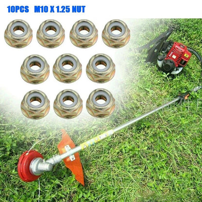 10Pcs M10 x 1.25 LH Thread Blade Nuts for Trimmer Mower
