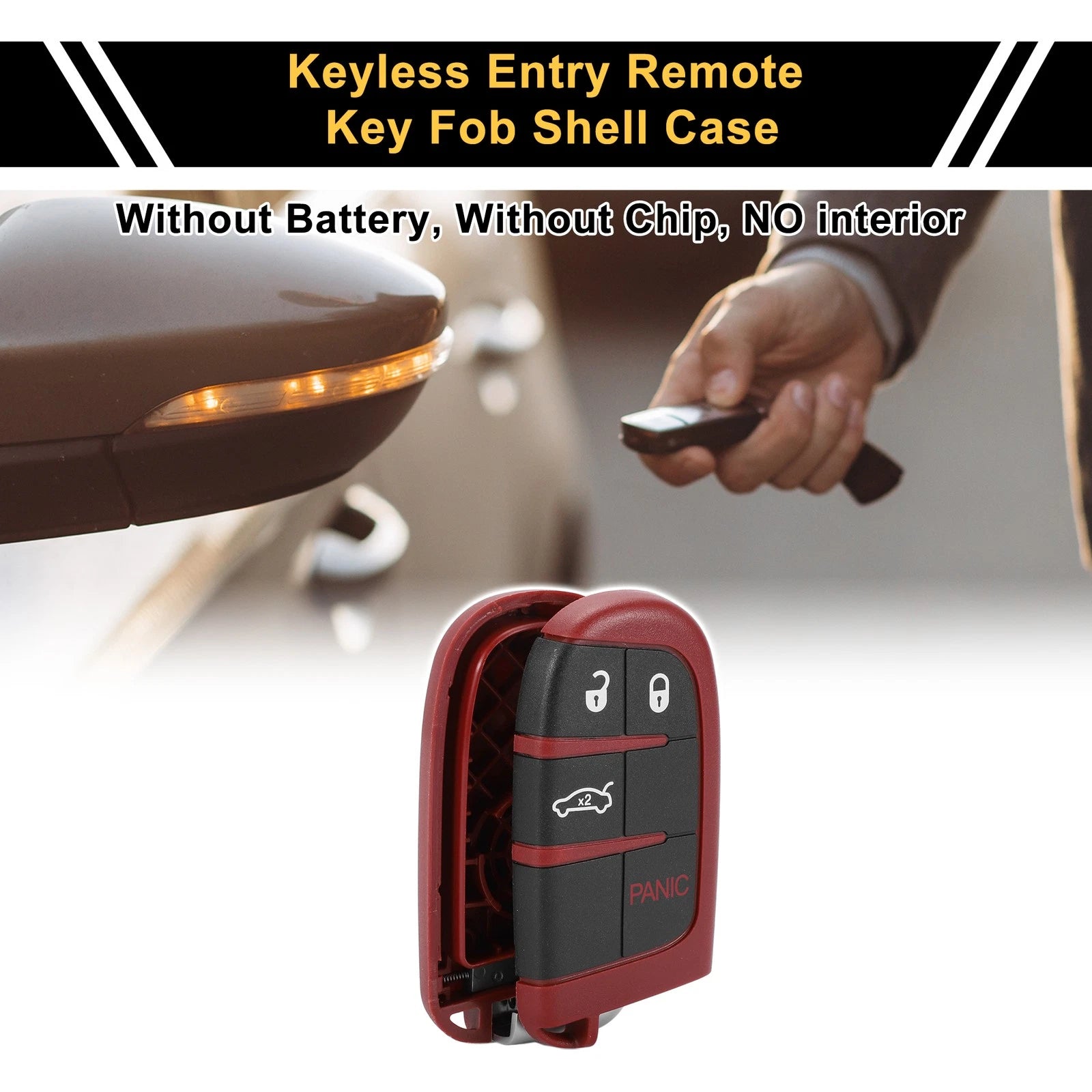 4 Button Key Fob Shell Case Replacement for Dodge Charger (2015–2023)