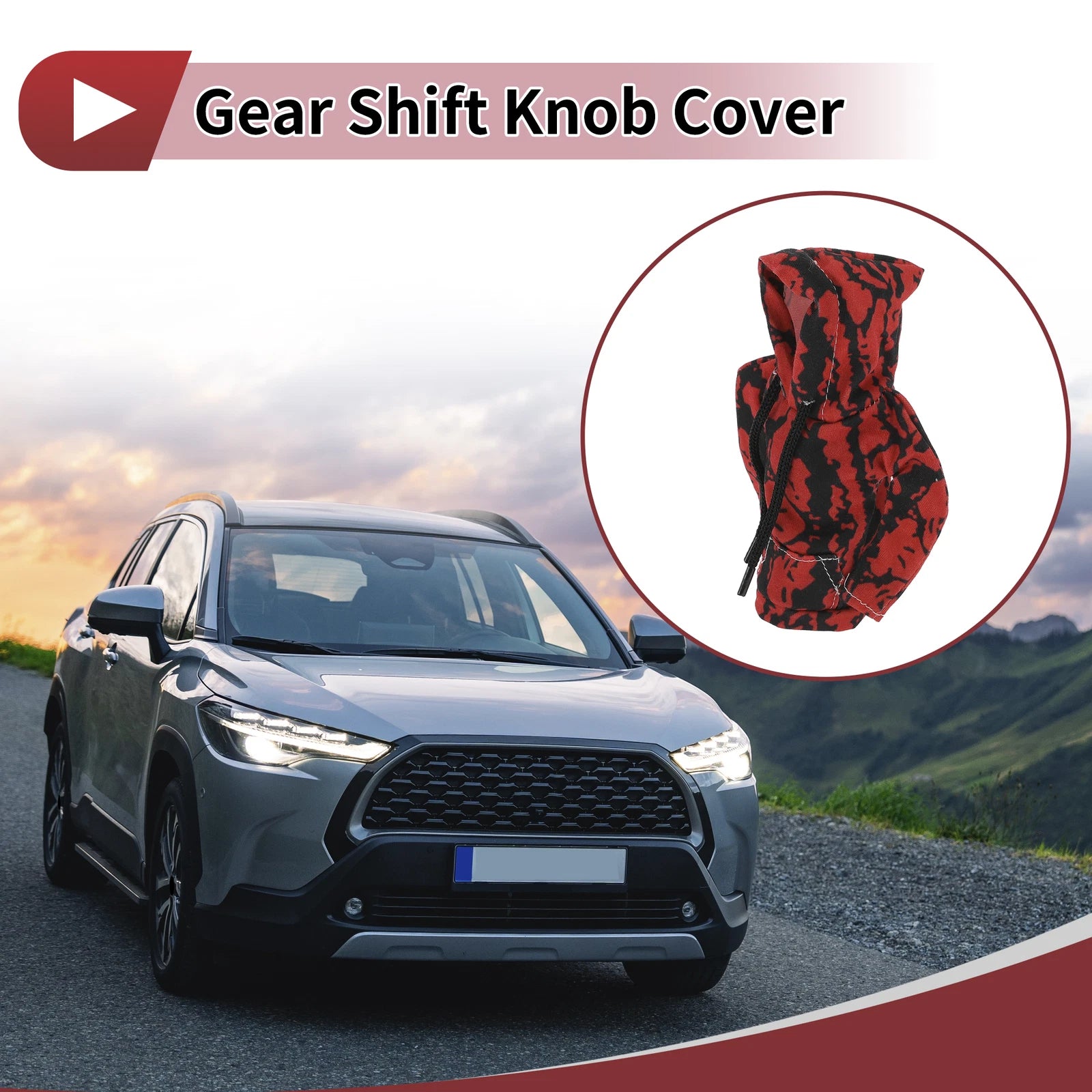 Gear Shift Knob Cover for - Red Black Polyester