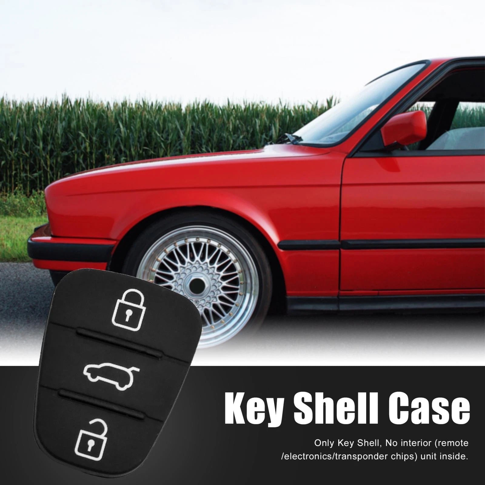 Replacement Key Fob Shell Case Rubber for Hyundai 3 Button Black (2007–2015)
