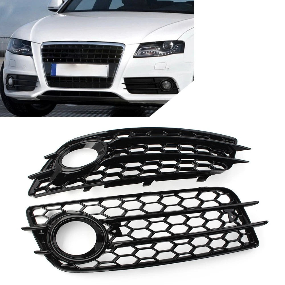 Front Bumper Fog Light Grille Honeycomb Mesh Cover for Audi A4 B8 S4 (2008–2012)