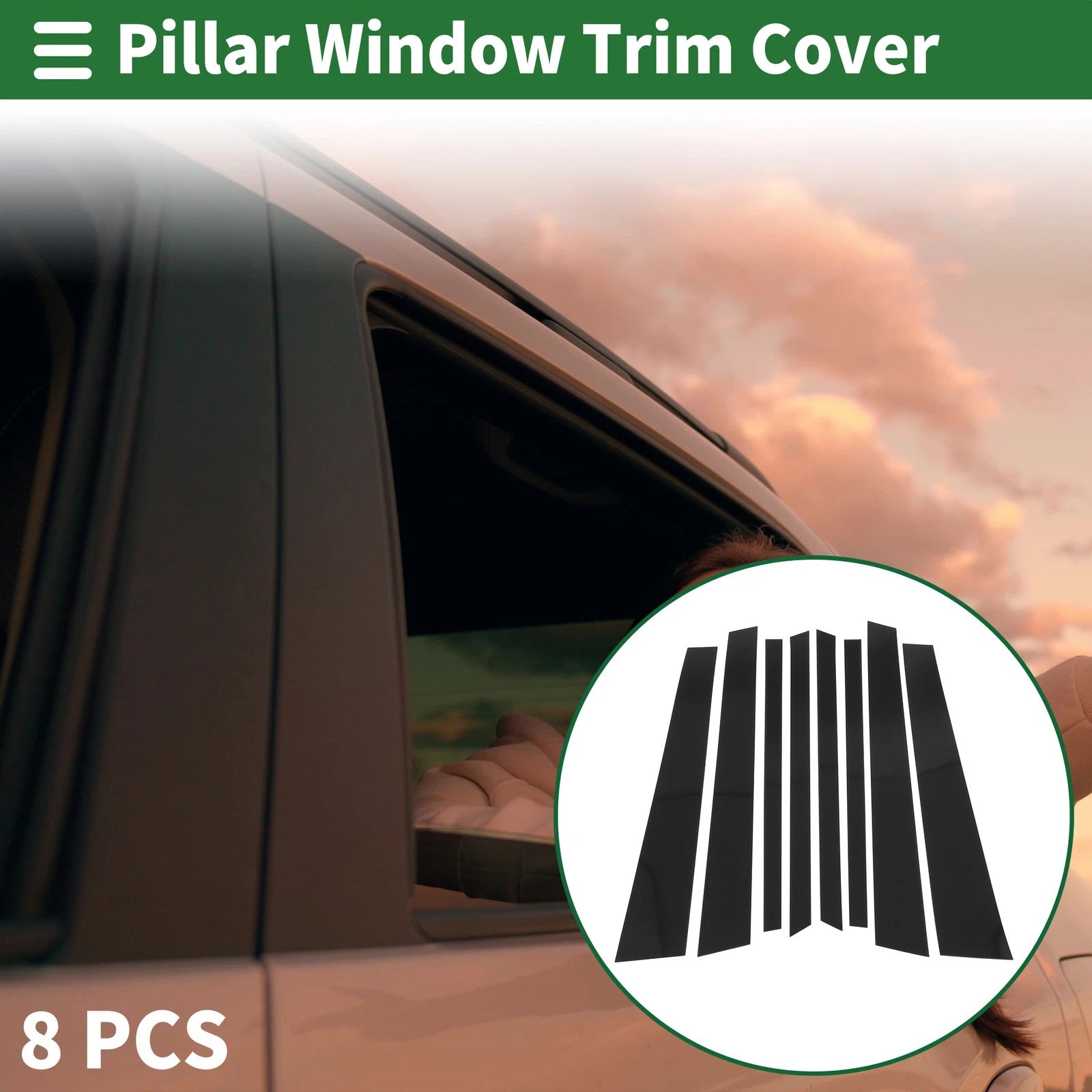 Door Pillar Window Trim Kit 8 Pcs Replacement for BMW X5 (2007–2013)