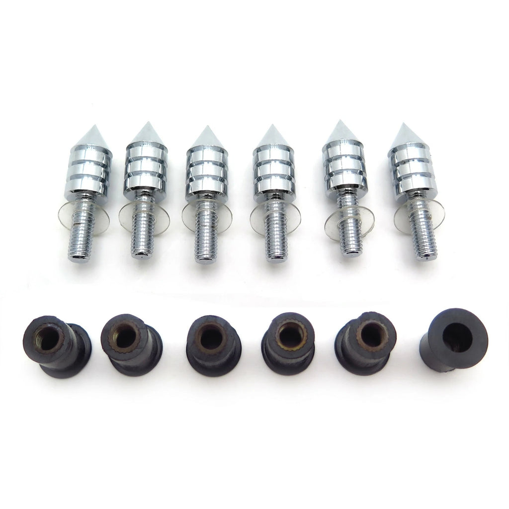 Chrome Spike Bolts for Windscreen Fairing License Plate Mounting (Universal)