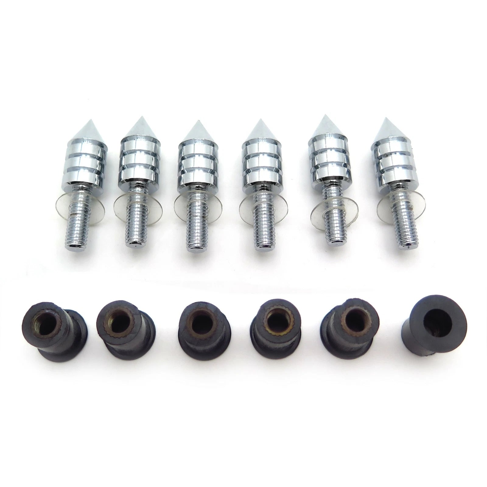 Chrome Spike Bolts for Windscreen Fairing License Plate Mounting (Universal)