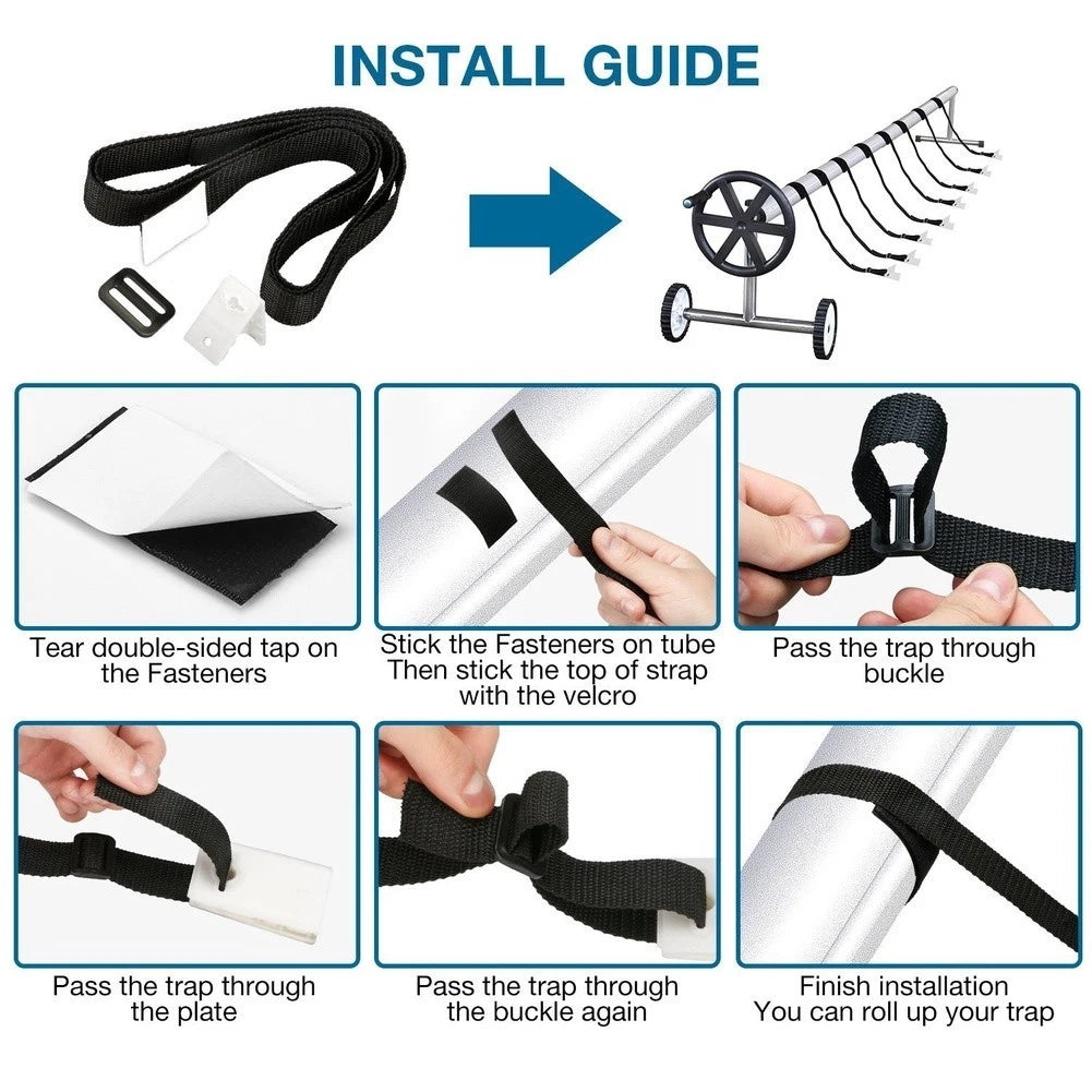 8 Pack Pool Cover Reel Buckles Straps Fasteners for Inflatable Pool Cover