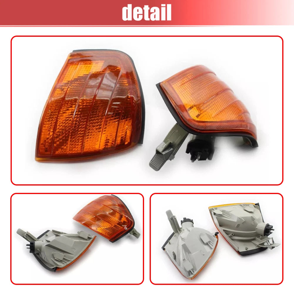 Pair Amber Front Corner Parking Signal Lights for Mercedes C-Class W202 (1994–2000)