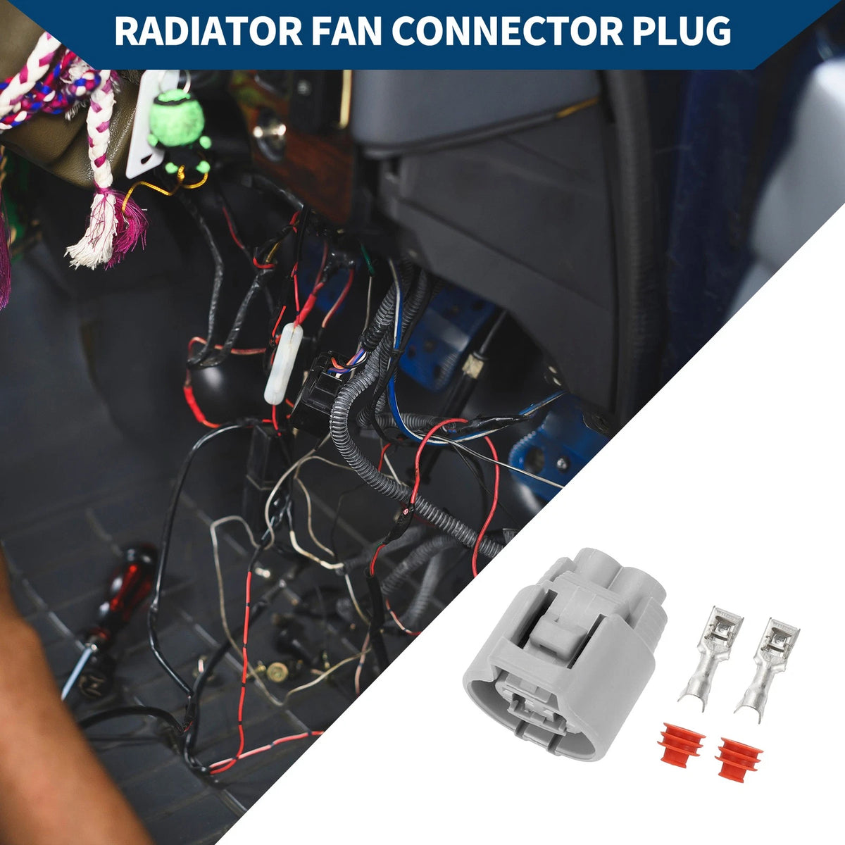 2 Pin Radiator Fan Connector Plug Female Terminal for Toyota RAV4 (1996–2024)