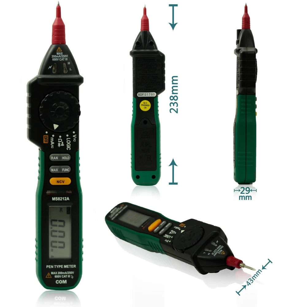 MS8212A Digital Multimeter with Visual Audio Alerts for Live Circuit Detection