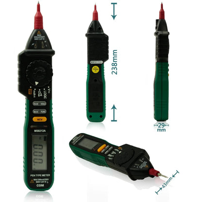 MS8212A Digital Multimeter with Visual Audio Alerts for Live Circuit Detection