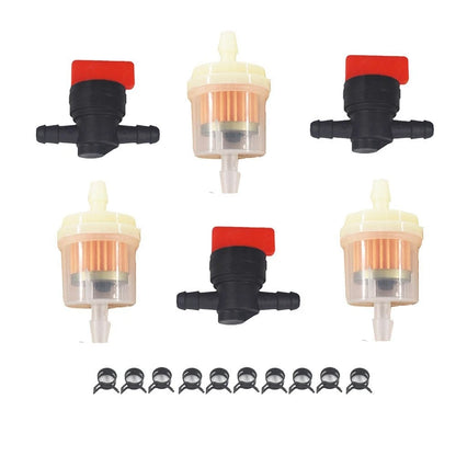 Set of 3 Inline Fuel Gas Filter Shut Off Valve Clamps 1/4"
