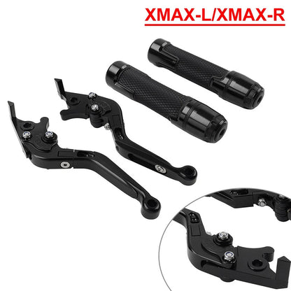 Black Extendable Brake Clutch Lever Handlebar Grip Set For Yamaha XMAX125/250