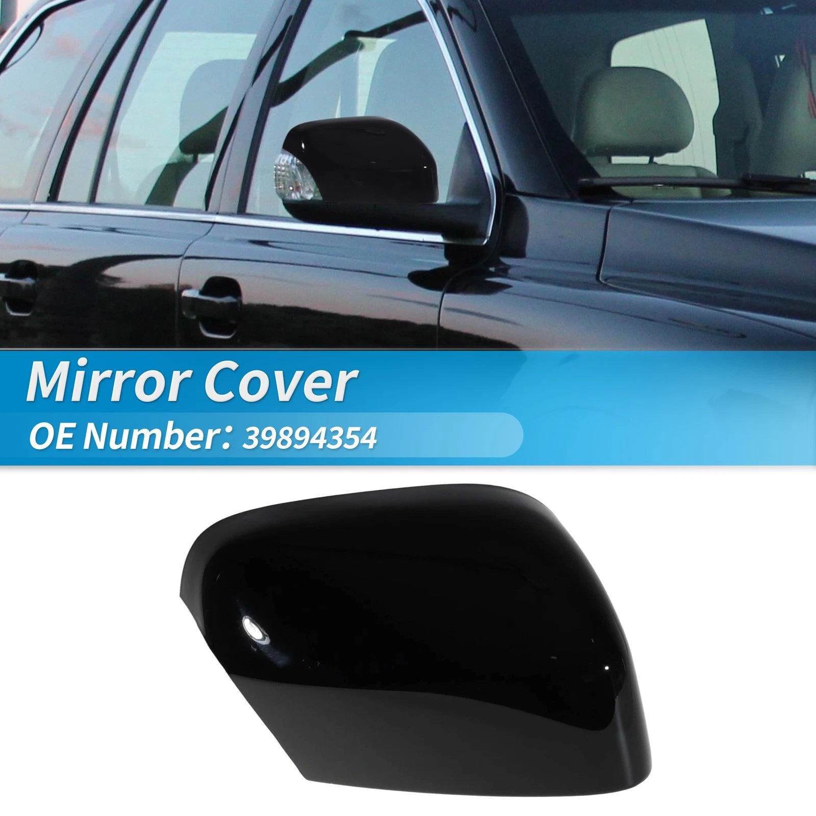Gloss Black Side Mirror Cover Cap for Volvo XC70 (2007–2016) Right