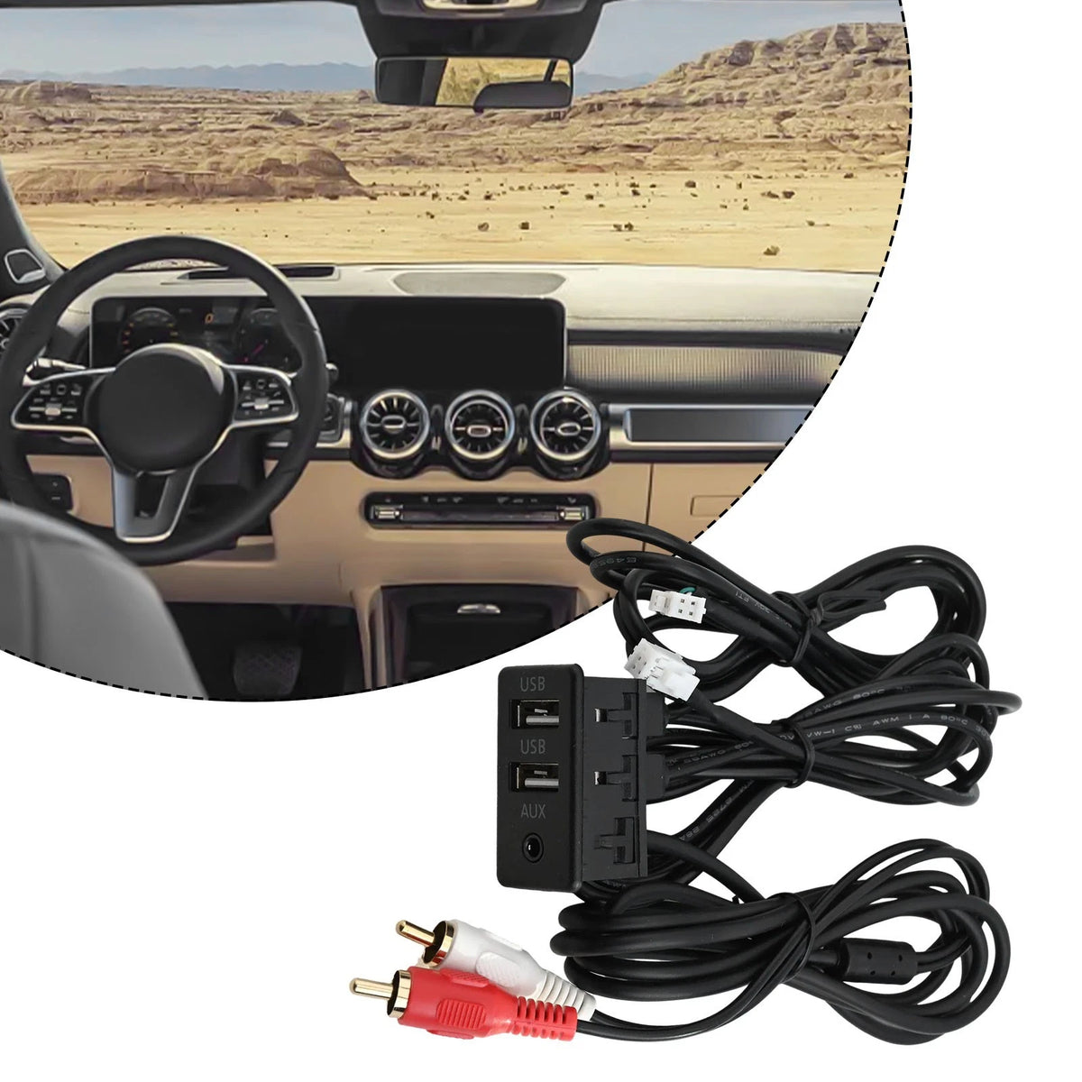 USB + Type C + AUX Socket Base for Cars and Boats (145cm Cable)