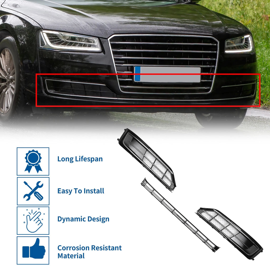 Front Hood Bumper Grille Grill Replacement for Audi A8 (D4) 2015–2018 W12