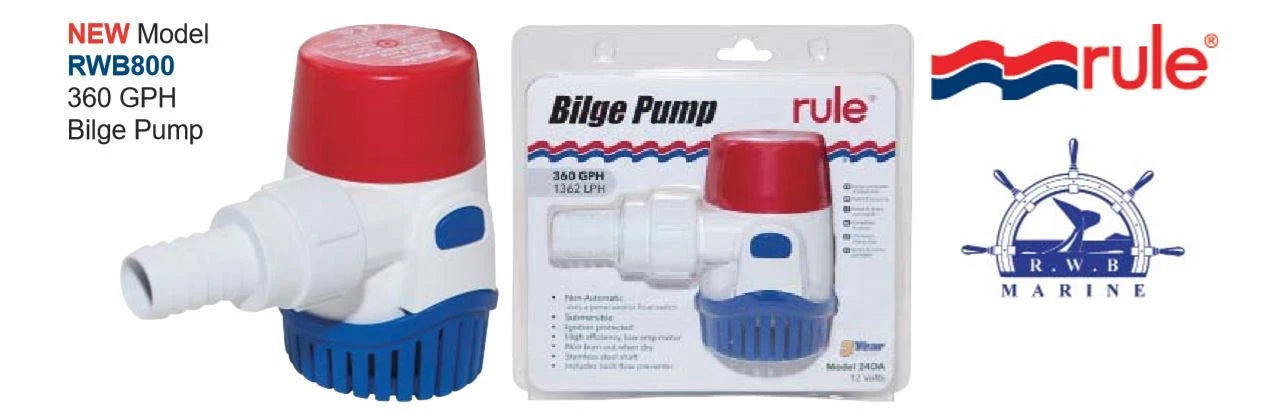 Rule Bilge Pump 360 GPH for Boating (Model 24DA)