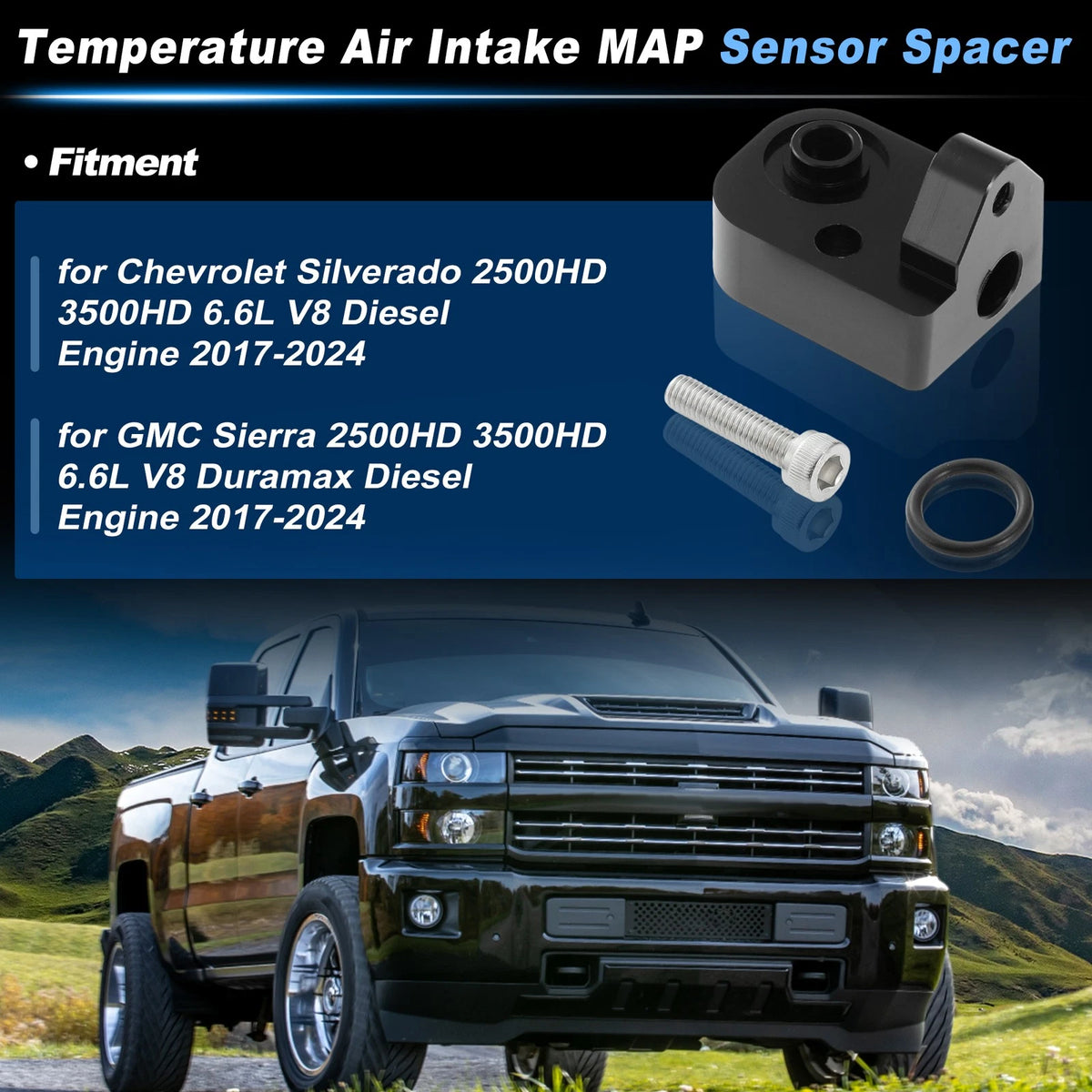 Temperature Air Intake Sensor Spacer Kit for GMC Sierra 6.6L Diesel (2017–2024)