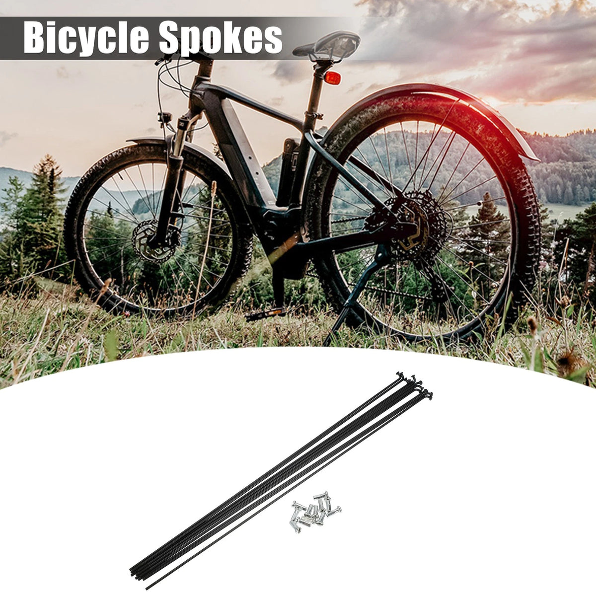 Bike Bicycle Spoke Kit 14G J Bend 293mm with Nipples for Universal Fit