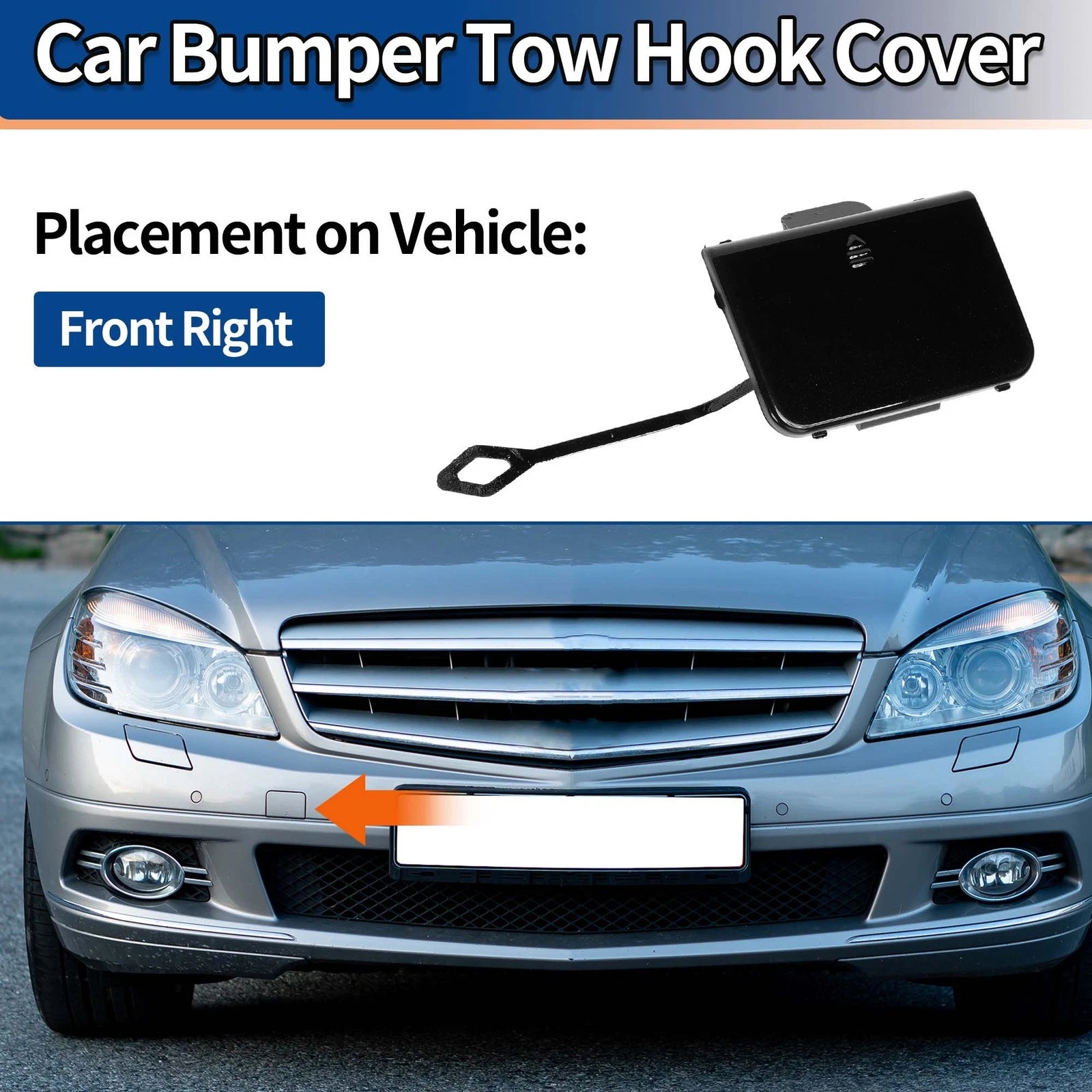 Front Right Tow Hook Cover for Mercedes Benz C Class W204 Sport (2012–2014)