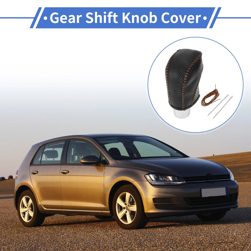 Gear Shift Knob Cover for Volkswagen Golf (2015–2019) Pebbled Black Brown