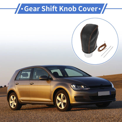 Gear Shift Knob Cover for Volkswagen Golf (2015–2019) Pebbled Black Brown