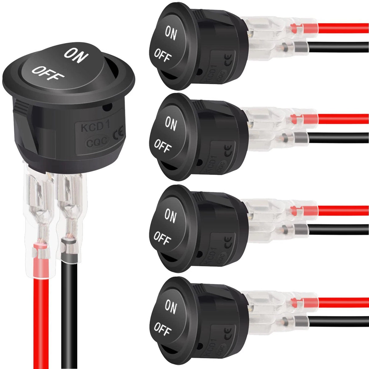 5Pcs 12V Round Rocker Switch for Various Applications (80000 Cycles)