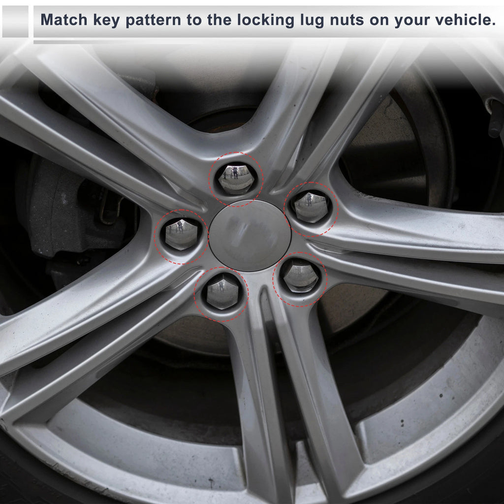 Wheel Lock Lugnut with 19mm Adapter Key for Volvo (2000–2023)