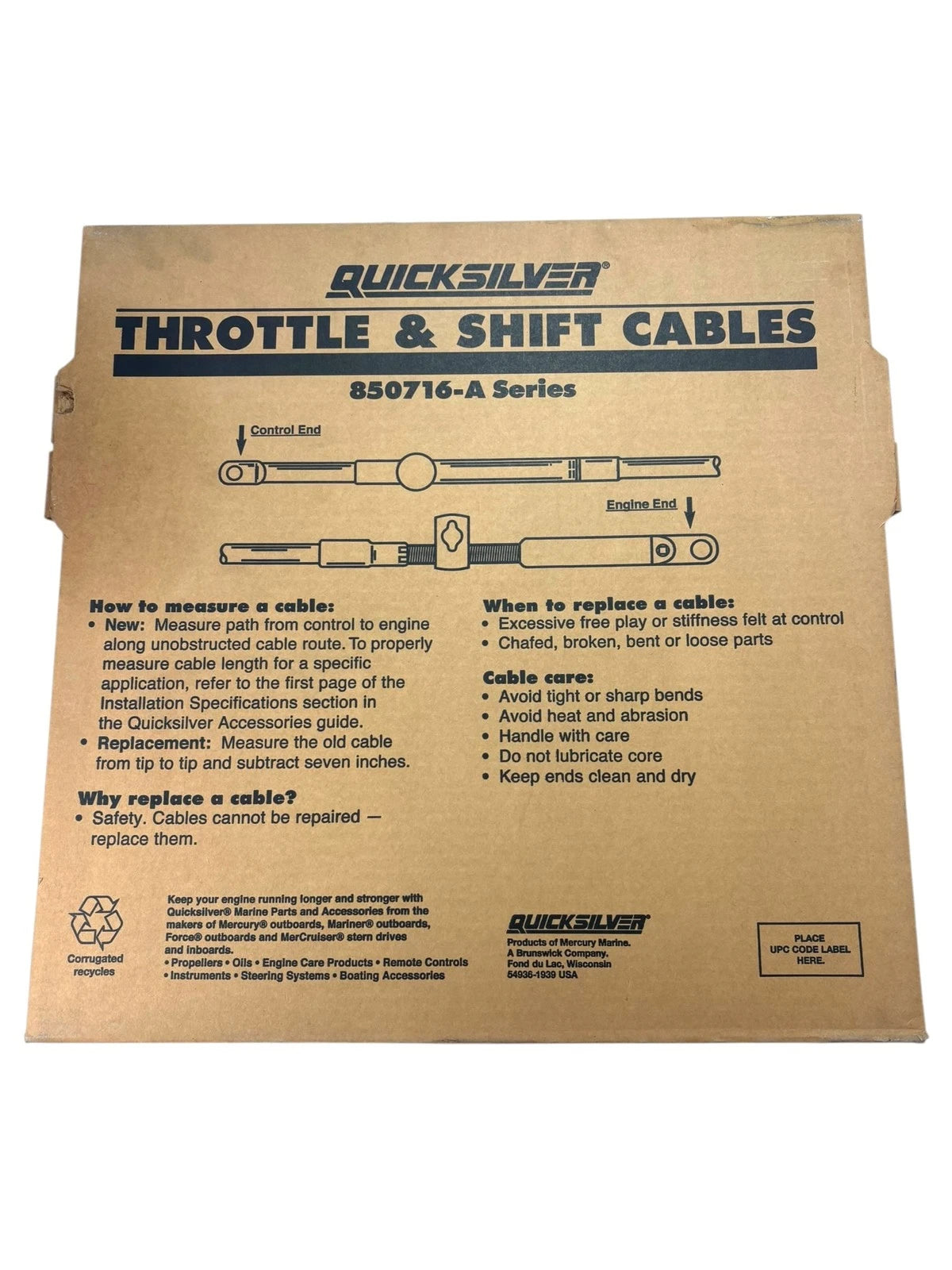 Throttle and Shift Cable 18' for Quicksilver 850716A18