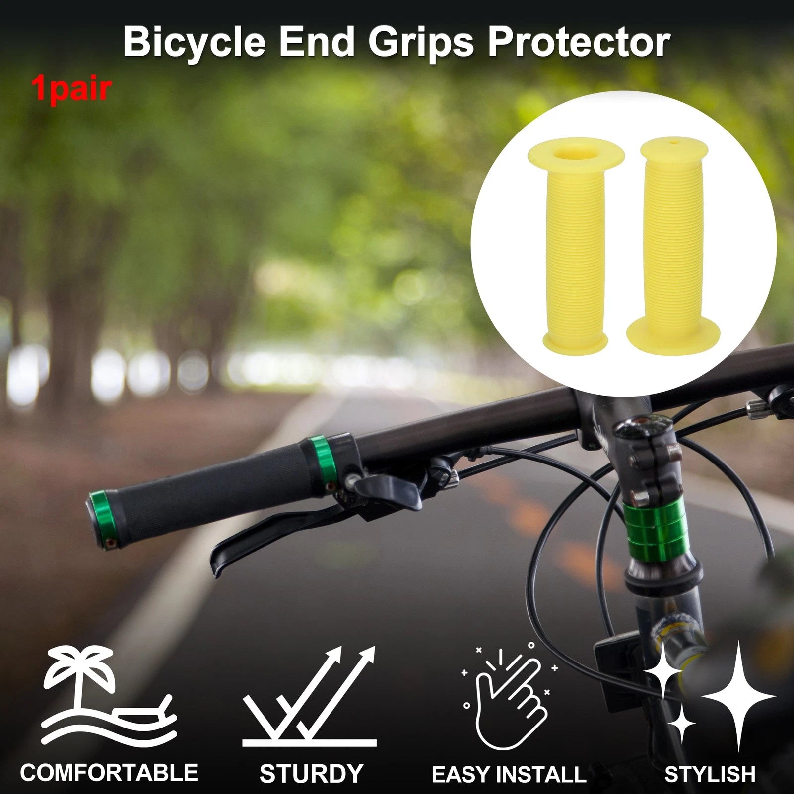 Bike Handlebar Grip Cover 100mm Lightweight End Grip Protector 1 Pair