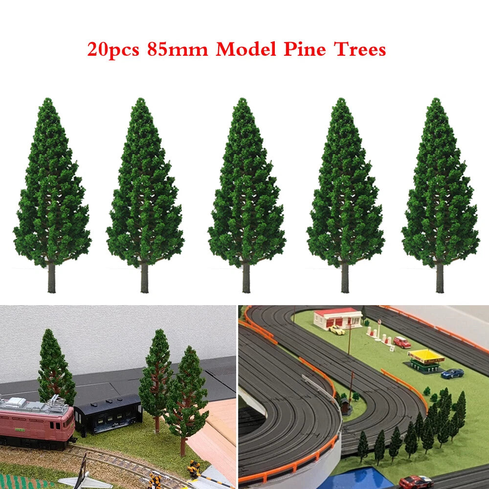 20pc Model Pine Trees for HO OO Scale Sand Table Train Railroad (85mm)
