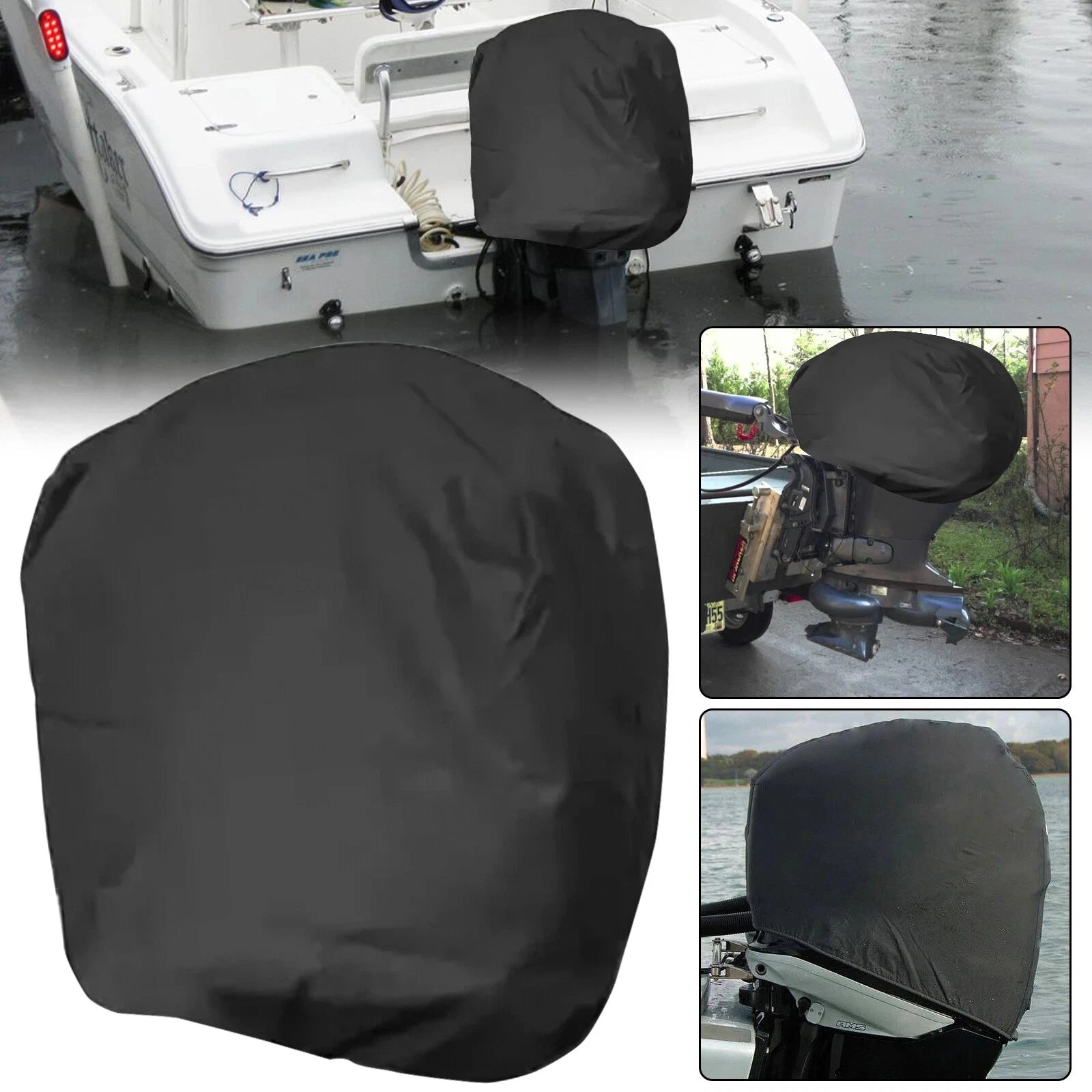 Outboard Engine Cover for 30-60HP Motor (Waterproof, Black)