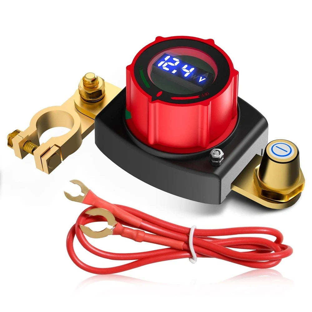 5-60V Top Post Battery Disconnect Switch Voltmeter, Master Isolator Kill Switch
