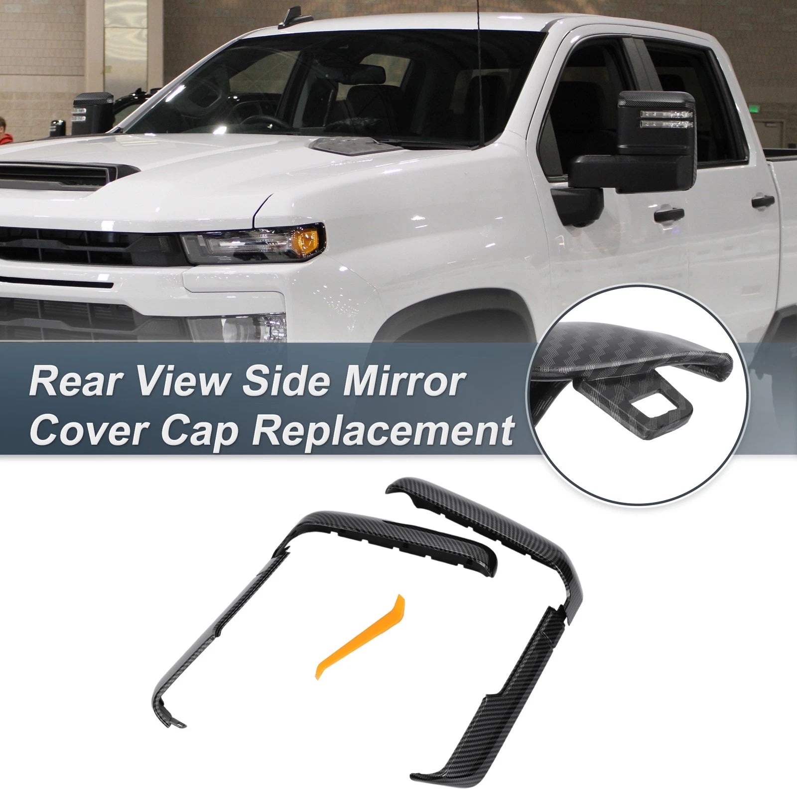 Rearview Mirror Cover Cap Set Black for Chevrolet Silverado for GMC (2014–2022)