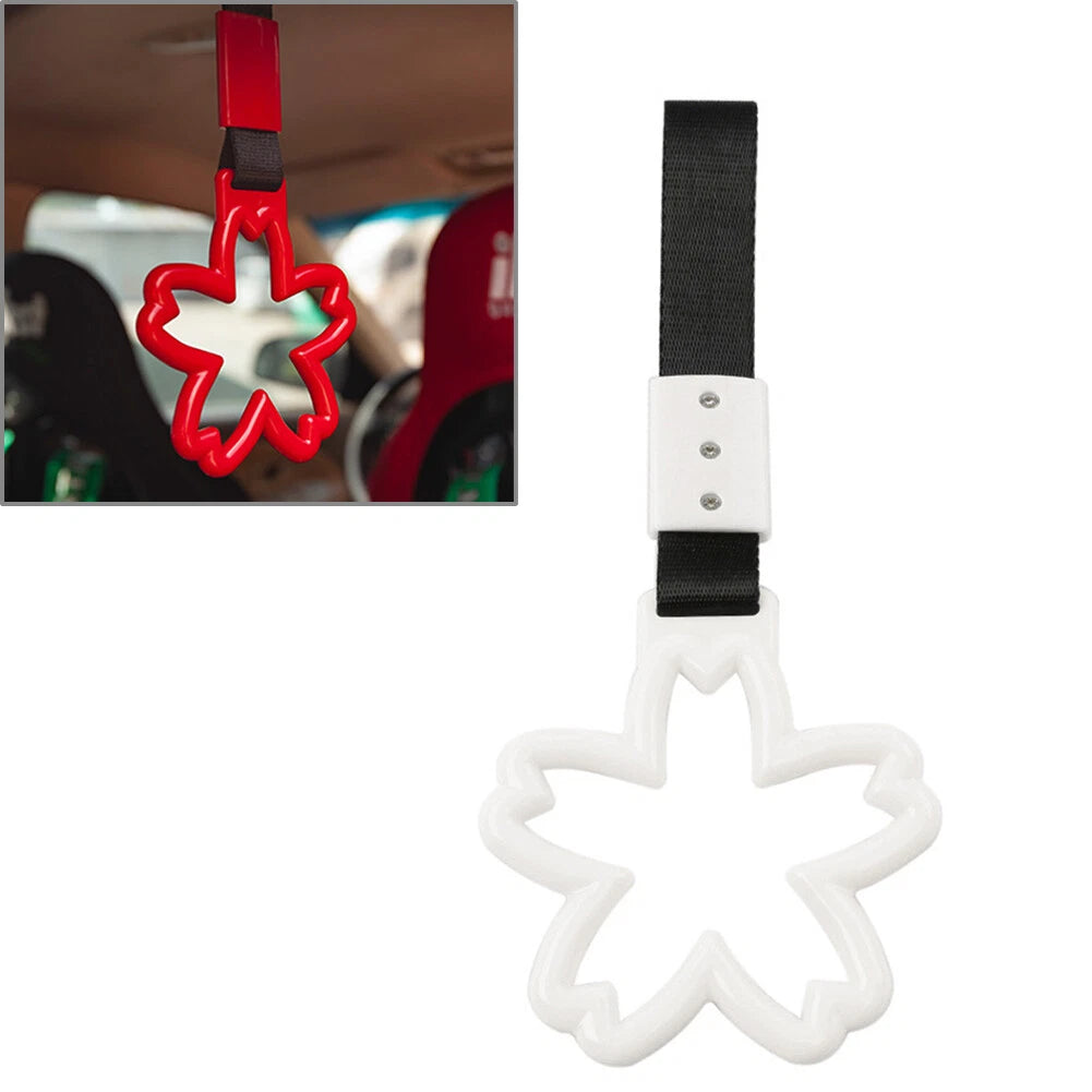 Sakura Shaped Ring Handle Strap for Train Bus (1 PC) Black/White