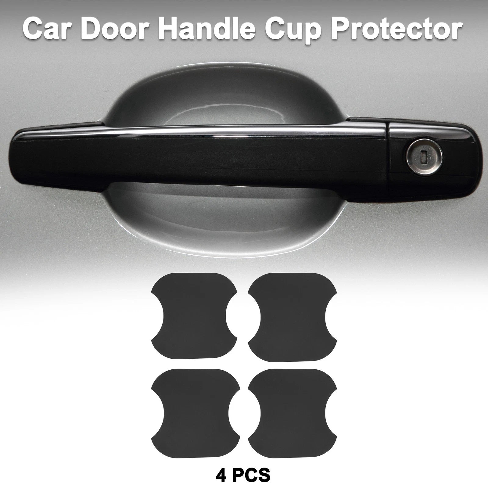Car Door Handle Scratch Protector for Universal Vehicles (91x93mm, Matte Black)