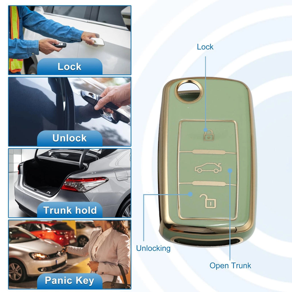 Silicone Smart Key Fob Case Cover Replacement for Volkswagen Tiguan (2010–2017)