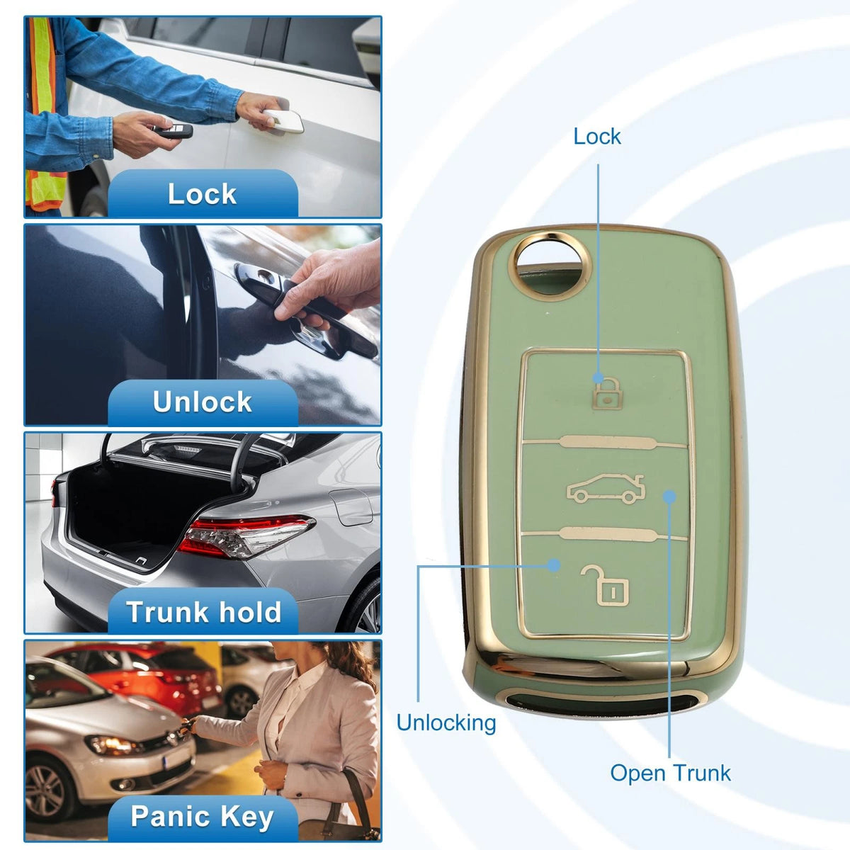 Silicone Smart Key Fob Case Cover Replacement for Volkswagen Tiguan (2010–2017)
