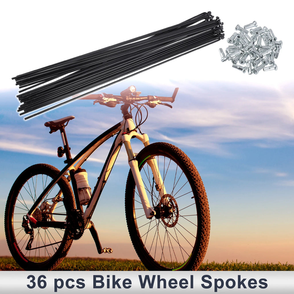 Bicycle Spokes Nipple Set 265mm Length Steel Black Universal (45) (1-Set)