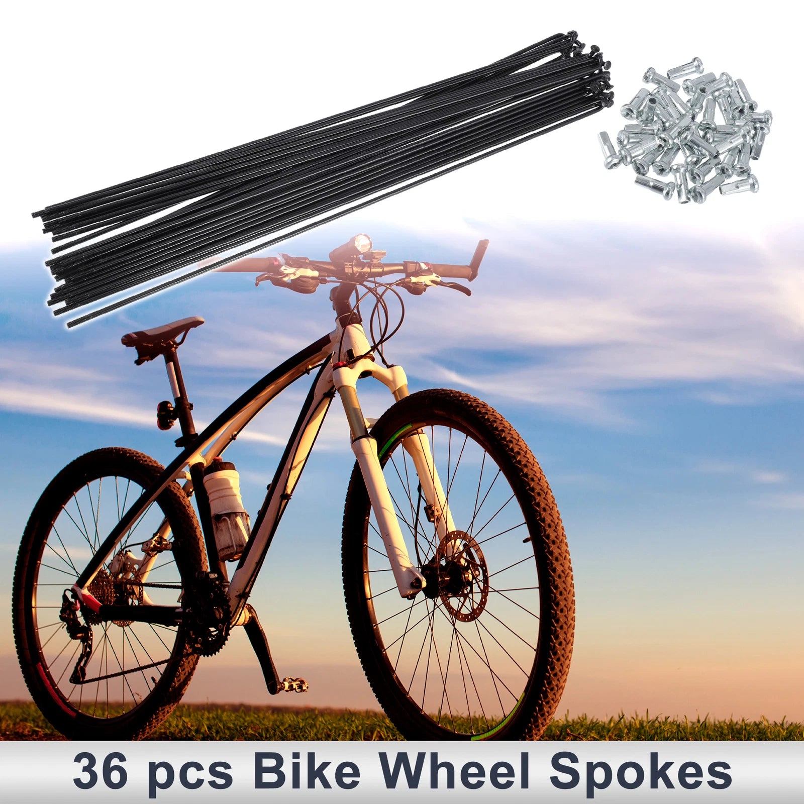 Bicycle Spokes Nipple Set 265mm Length Steel Black Universal (45) (1-Set)