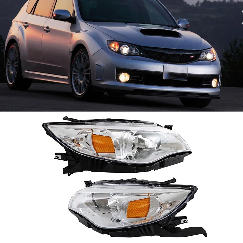 Headlight Set for Subaru Impreza (2008–2011) Halogen Chrome w/o Bulb