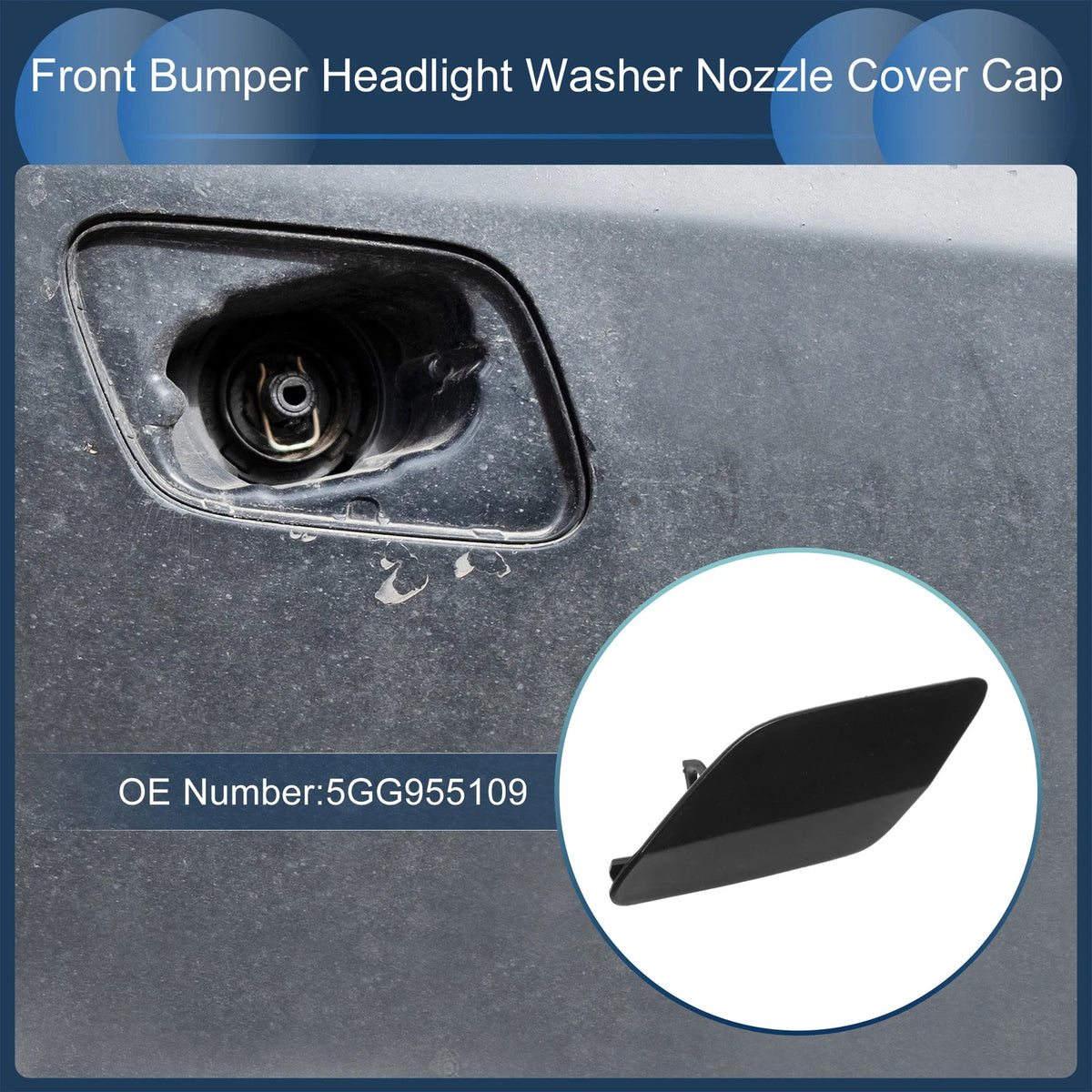 Front Left Washer Nozzle Cover Cap for VW Golf MK7 (2013–2016) 1Pcs