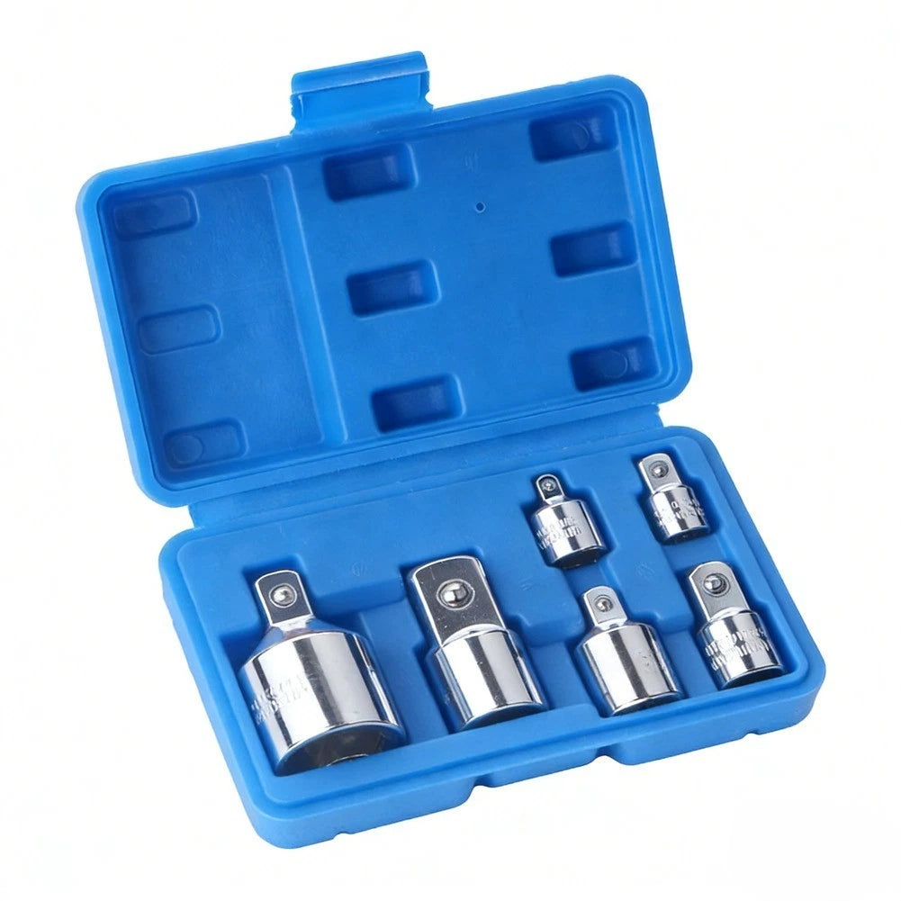 6 Piece Chrome Plated Socket Adapter Set 1/2 3/8 1/4 Drive Vanadium Steel
